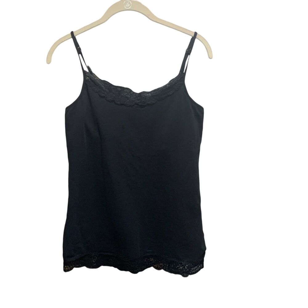 Express Womens Black Lace Trimmed Cami Tank Top L Fairy Grunge Y2K Whimsigoth